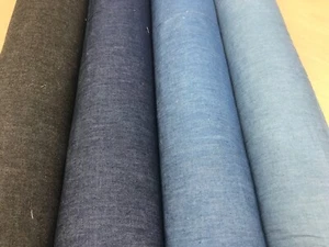 Tessuto denim leggero chambray qualità premium 4 colori larghezza 150 cm - Foto 1 di 7