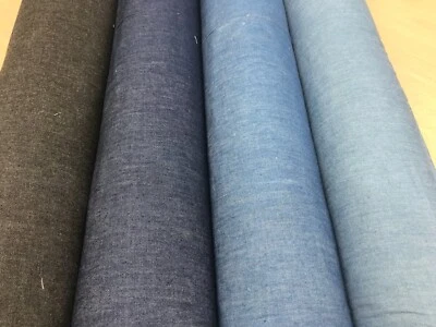 Denim fabric light weight chambray  premium quality  4 colours 150cm wide - Image 1 of 3