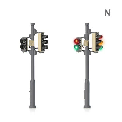 Evemodel 2pcs N Scale Right-hand Traffic Lights Red Yellow Green Block Signals - Image 1 of 4