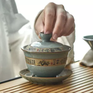 Gaiwan Tasse Schüssel Geyao Handwerk Knistern Glasur Porzellan Tureen Teeschüssel mit Untertasse - Bild 1 von 15
