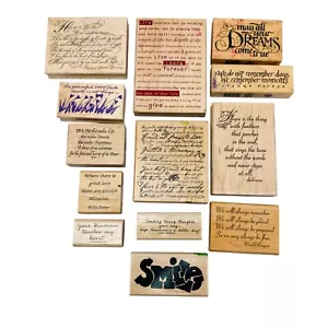 Set 13 Holz Stempel Inspirierende Zitate Poesie Basteln Scrapbooking - Bild 1 von 5