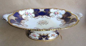 COALPORT ENGLISH CHINA COBALT BLUE BATWING OVAL COMPORT (10553) - Picture 1 of 6