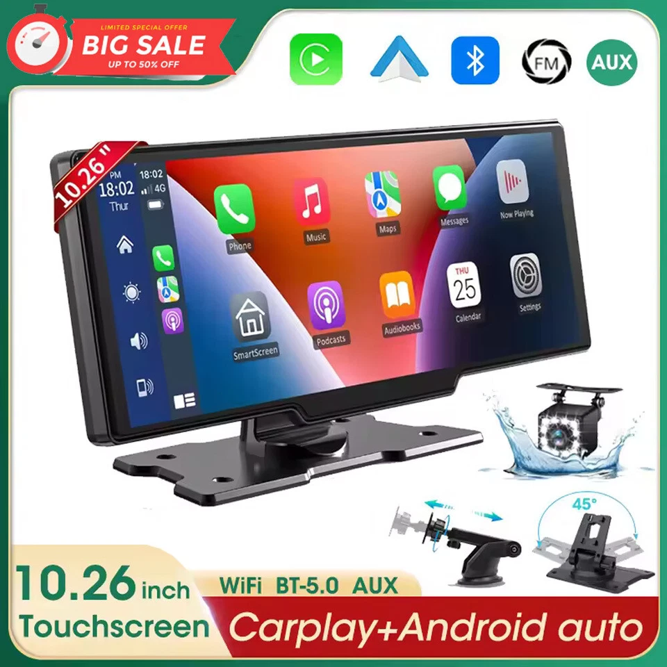 10,26 Zoll Display Carplay & Android Auto Dashcam GPS Navigation Rückfahrkamera - Bild 1 von 4