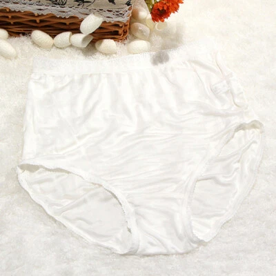 100% Mulberry Silk Underwear Women Briefs Thin Cool High Waist Plus Size Pants - Image 1 of 4