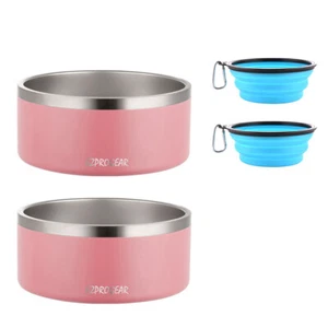 Ezprogear 2 Pack 64 oz Stainless Steel Double Wall Dog Bowl Non-Slip Bottom - Picture 1 of 21