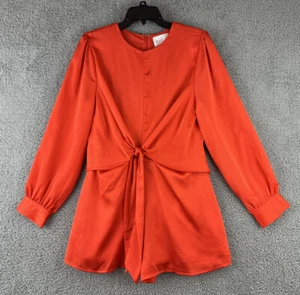 NWT Herringstone’s Dee Dee Long Sleeve Toe Front Romper Coral Red Size Large - Picture 1 of 12