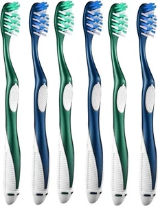 Extra Firm Toothbrushes for Adults, Extra Hard Bristles, 6 Count - Picture 1 of 7