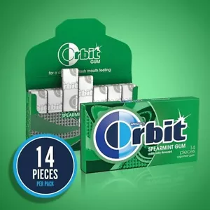 ORBIT Spearmint Sugar Free Chewing Gum, 12 Packs of 14-Pieces (168 Total Pieces) - Picture 1 of 4