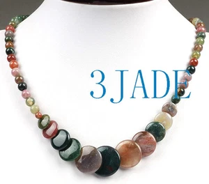 17" Natural Multi-color Moss Agate Beads Necklace - Picture 1 of 4