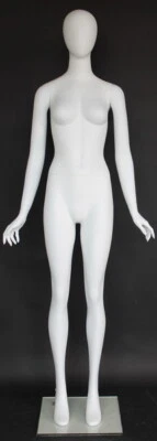 MANNEQUINS.SHOP 6 ft Female Abstract Head Mannequin Matte White Standing Mannequin SFW72E-WT