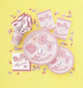 Vajilla rosa baby shower costura niña fiesta decoraciones servilleta, plato, tazas - Imagen 1 de 12