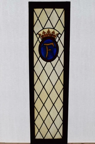 *Large Vintage French Stained/Leaded Church Glass Panel w/Wood Frame Salvage Cover