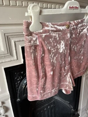Topshop Petite Pink Silver Velvet Velour  Shorts Festival Party Wedding Prom 8 - Image 1 of 4