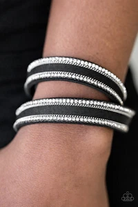 Paparazzi Bracelet- Going for Glam- Black Urban- Snap Double Wrap Snap - Picture 1 of 2