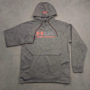 Under Armour ColdGear Sudadera con Capucha Para Hombre Gris Medio Rojo Logo Pullover Sudadera - Imagen 1 de 8