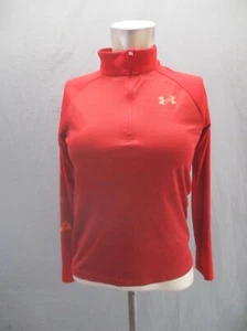 Under Armour Size M Kids Unisex Red 1/2 Zip Stand Collar Athletic Pullover 530 - Picture 1 of 9