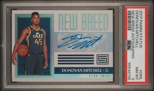 Tarjeta de novato 2017-18 Panini Status Donovan Mitchell nueva raza autógrafos PSA 8 RC - Imagen 1 de 4