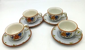Set 4 tazze e piattini vintage Metlox Vernon Ware modello bouquet - Foto 1 di 10