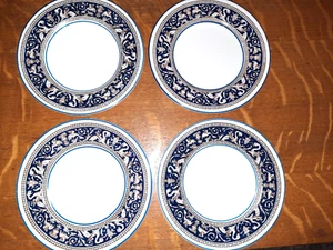 Set of 4 Wedgwood Dark/Navy Blue Florentine 6" Bread Plates - Picture 1 of 5