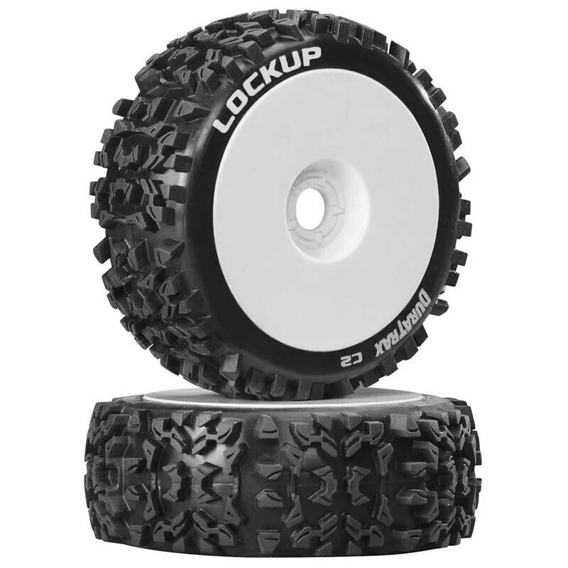 Duratrax # 3615   1/8 Lockup Buggy Tire C2 Mounted White (2) - Image 1 of 1