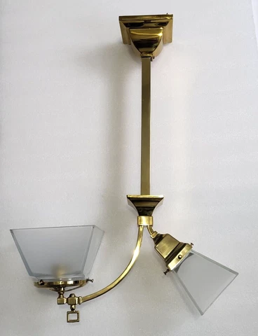 Mission Arts & Crafts Pendant Light Fixture Brass Light Gallery Gas & Electric Cover