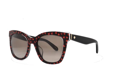 Gafas de sol Kate Spade patrón de corazón marco negro ojo de gato 51-21-135 emmylou 7rm Foto 1 de 4