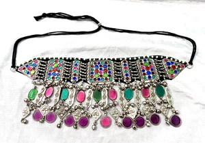 Afghani Rabari Kutchi Banjara Tribal Necklace Handmade Choker Glass Beads Gypsy - Picture 1 of 7
