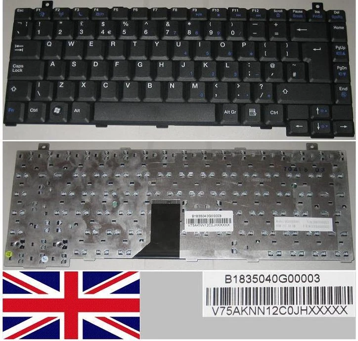 Keyboard qwerty UK Gateway MX3700 MX3000 W340UA V020303AK1 B1835040G00003 Black - Image 1 of 1