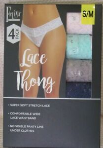 Felina Ladies' Lace Thong, 4-pack Aqua or Black S/M -M/L NIB