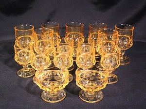 Colony Crown Color Yellow Topaz Stemmed Goblets Lot of 16  - Picture 1 of 12