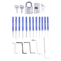 23x Practice Lock Visible Pick Kit Padlock Locksmith Lockpick Unlocking Tool Set