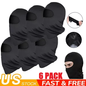 6PCS Men Balaclava Black Face Mask Lightweight Motorcycle Warmer Ski Neck Gaiter - Picture 1 of 10