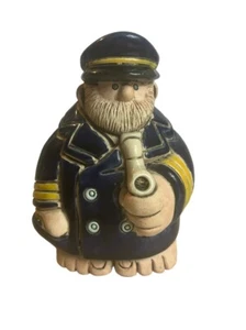 Vintage Marine Boot Kapitän Figur Tonkunst Maritim Keramik signiert Launa 70er - Bild 1 von 10