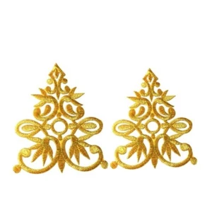 Gold Celtic Knot Cross Patch Irish Embroidered Applique Iron On Embroidery 2 Pcs - Picture 1 of 2