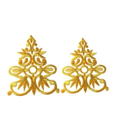 Gold Celtic Knot Cross Patch Irish Embroidered Applique Iron On Embroidery 2 Pcs - Image 1 of 2