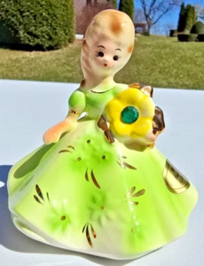 Josef Originals MAY Emerald Green Flowered Dress Jeweled Birthday Girl Figurine - Picture 1 of 12