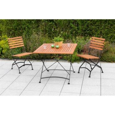 Merxx Gartenmöbel Schlossgarten Set 3tlg. 2 Klappstühle + 1 Klapptisch 90x90cm - Bild 1 von 4
