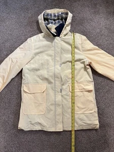 Liz Claiborne Water Resistant Yellow Long Rain jacket With Plaid Lining Size L - Picture 1 of 9