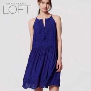 LOFT Neckholder Kleid mit Ösen Gr. L royalblau Lagenlook Übergang Herbst Freizeit - Bild 1 von 9
