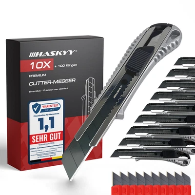 Cuttermesser Teppichmesser Cutter 10x Kartonmesser 100x SK5 Klingen Sehr scharf - Bild 1 von 4