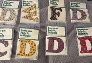 LOT OF 8 Vintage Iron On Calico Letters Fabric Initial Washable New Old Stock - Picture 1 of 3
