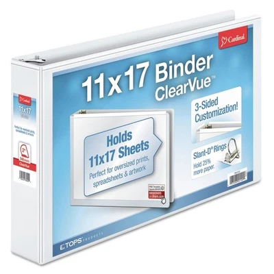 Cardinal 22132 2 in. Capacity 11 x 17 ClearVue Slant-D 3-Ring Binder - White New - Image 1 of 4