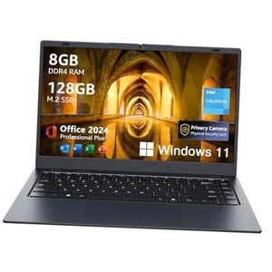  Laptop Computer, 14.1 inch Windows 11 Laptop with HD Display, 8GB RAM/128GB  - Picture 1 of 8