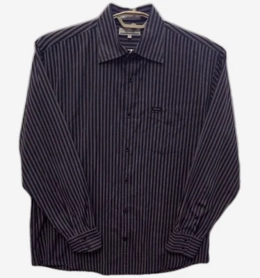 Camisa Faconnable Para Hombre Grande Gris Negro Rayas Diseñada en Francia Algodón de Lujo Foto 1 de 4