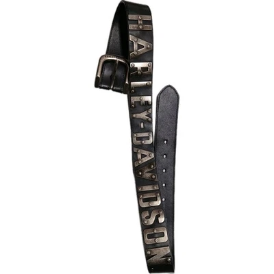 Ремень кожаный мужской Harley-Davidson металлический с тиснением настоящий металл, черный 32 дюйма - Изображение 1 из 4