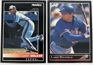 Larry Walker Montreal Expos 1992 Pinnacle Card 194 and 1992 Leaf Card 201 - Picture 1 of 6