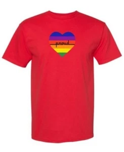 The Phluid Project Rainbow Heart Graphic T-Shirt in Red-Small - Picture 1 of 5