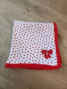 Absorba Babydecke rot weiß gepunktet Schleife Lovey Mädchen Valentinstag weich Euc - Bild 1 von 4