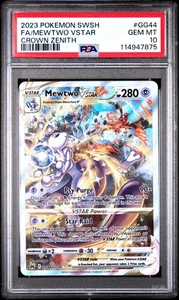 Mewtwo VStar PSA 10 GG44 English Pokemon Card 2023 Crown Zenith Alternate Art - Picture 1 of 2
