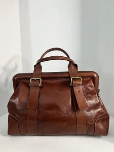 GIUDI Gorgeous Vintage Brown Luxury Leather Satchel Italian Handbag Sz Large - Picture 1 of 16